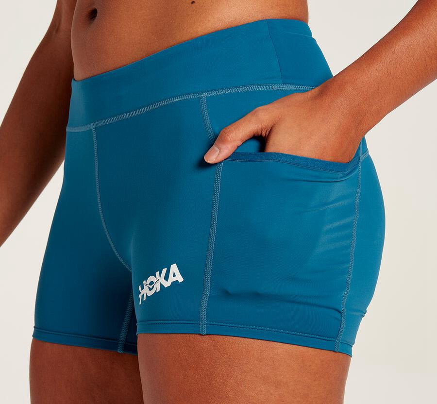 Hoka One One Korte Broek Dames - Performance Breien - Blauw - RA2914536